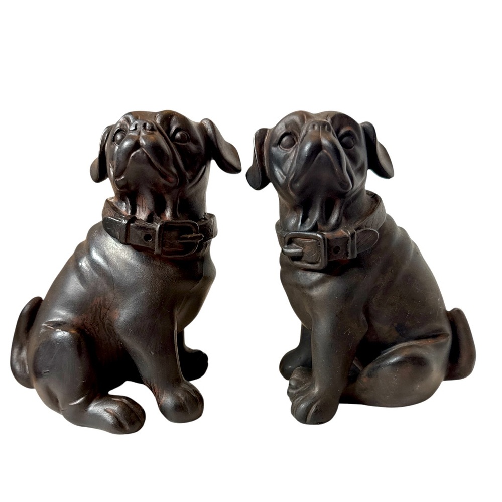Set of 2 Blacktone Resin “Pug” Figurines. (4-T)